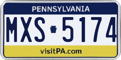 PA license plate MXS5174