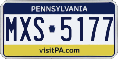 PA license plate MXS5177