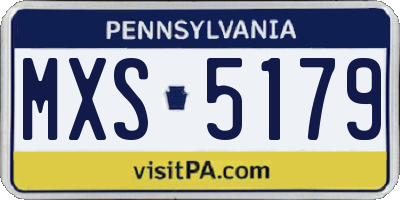 PA license plate MXS5179