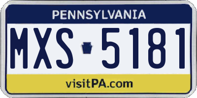 PA license plate MXS5181