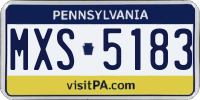 PA license plate MXS5183