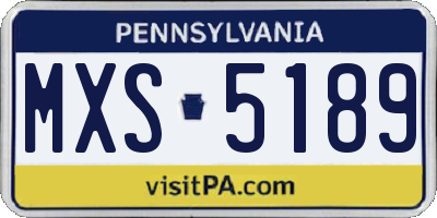 PA license plate MXS5189