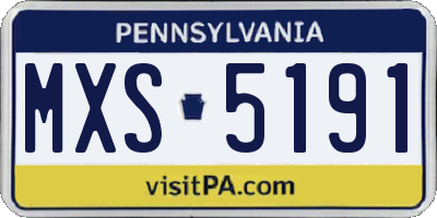 PA license plate MXS5191