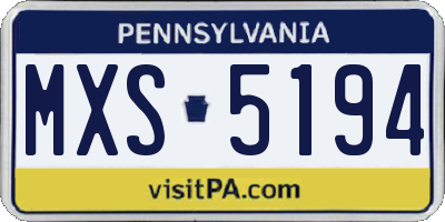 PA license plate MXS5194