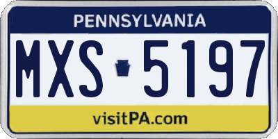 PA license plate MXS5197