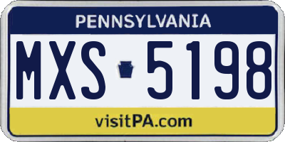 PA license plate MXS5198