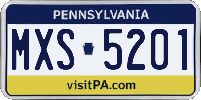 PA license plate MXS5201