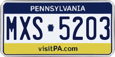 PA license plate MXS5203