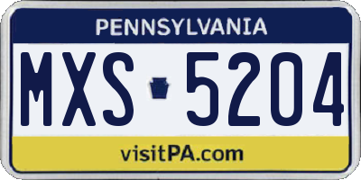 PA license plate MXS5204