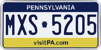 PA license plate MXS5205