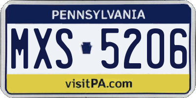PA license plate MXS5206