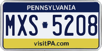 PA license plate MXS5208