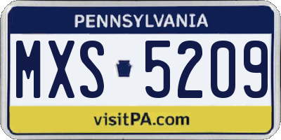 PA license plate MXS5209
