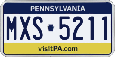 PA license plate MXS5211