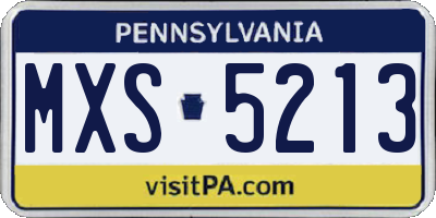PA license plate MXS5213