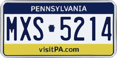PA license plate MXS5214