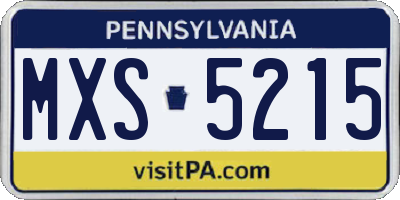 PA license plate MXS5215