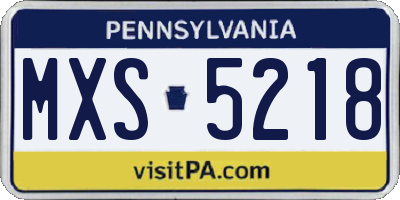 PA license plate MXS5218