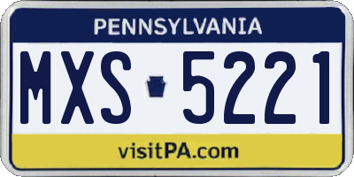 PA license plate MXS5221