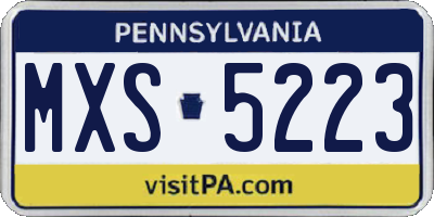 PA license plate MXS5223