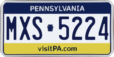 PA license plate MXS5224