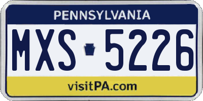PA license plate MXS5226