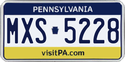 PA license plate MXS5228
