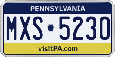 PA license plate MXS5230