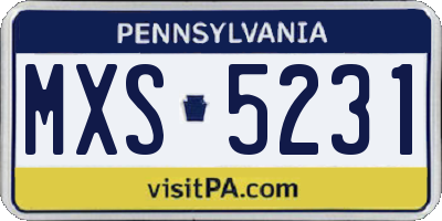 PA license plate MXS5231