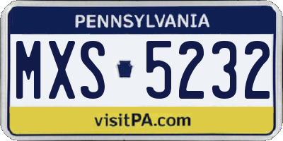 PA license plate MXS5232