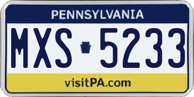 PA license plate MXS5233