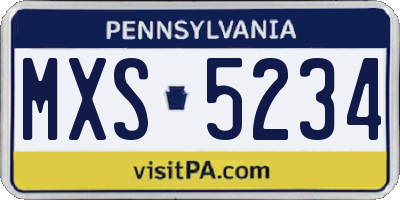 PA license plate MXS5234
