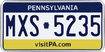 PA license plate MXS5235