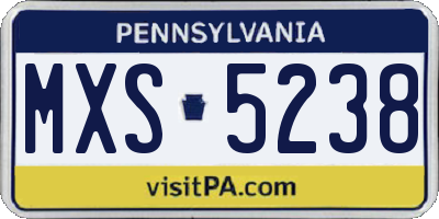 PA license plate MXS5238