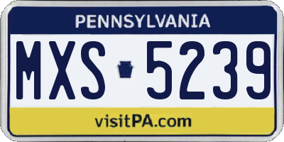 PA license plate MXS5239