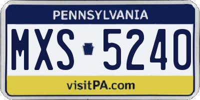 PA license plate MXS5240