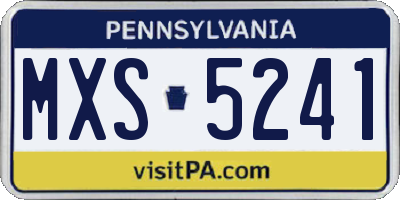 PA license plate MXS5241