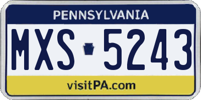 PA license plate MXS5243