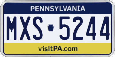 PA license plate MXS5244