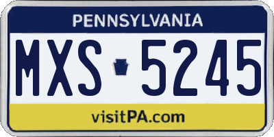 PA license plate MXS5245