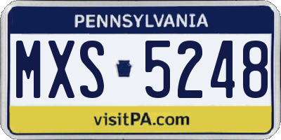 PA license plate MXS5248