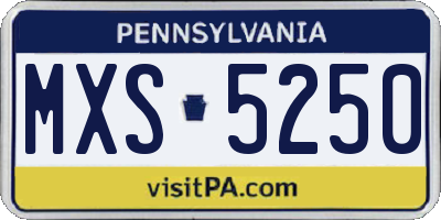 PA license plate MXS5250