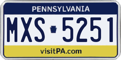 PA license plate MXS5251