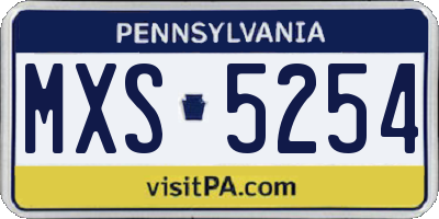 PA license plate MXS5254