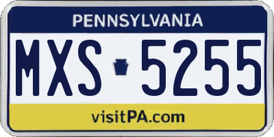PA license plate MXS5255