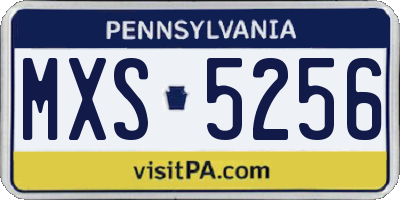 PA license plate MXS5256