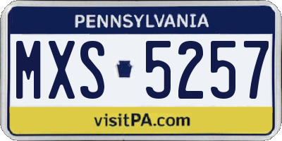PA license plate MXS5257