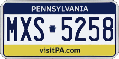 PA license plate MXS5258