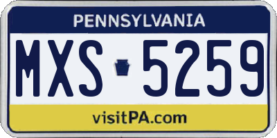 PA license plate MXS5259