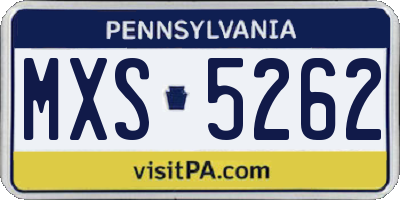 PA license plate MXS5262
